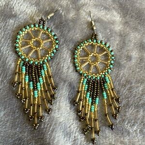 Beautiful circle fringe native earrings